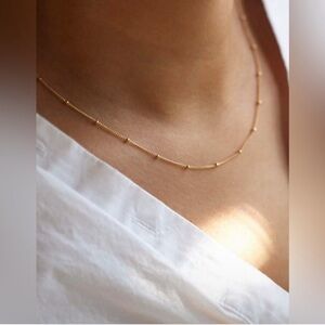 Gold Plated Stainless Steel Minimalistic Beaded Necklace